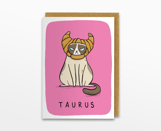 Taurus Zodiac Cat Card