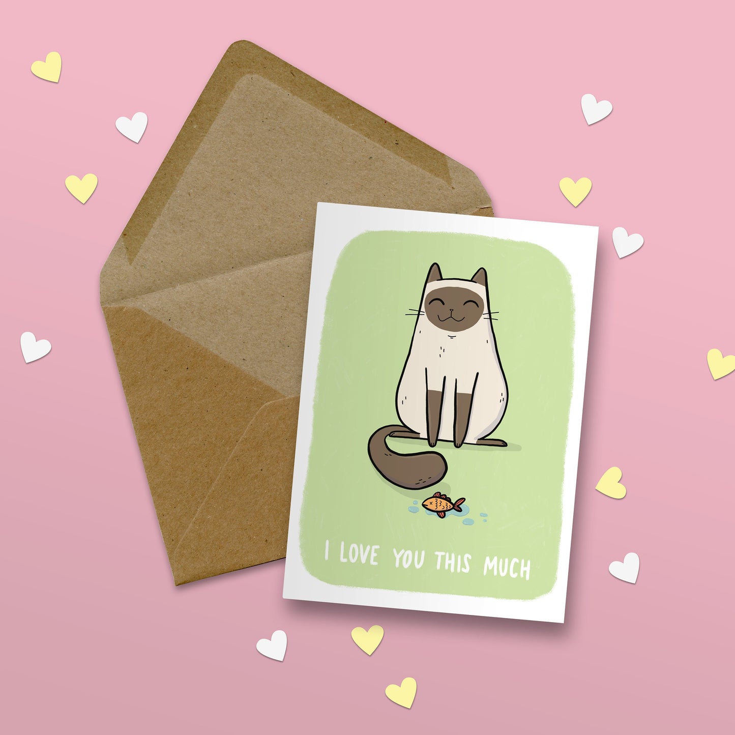 I Love You This Much Cat And Dead Fish Card