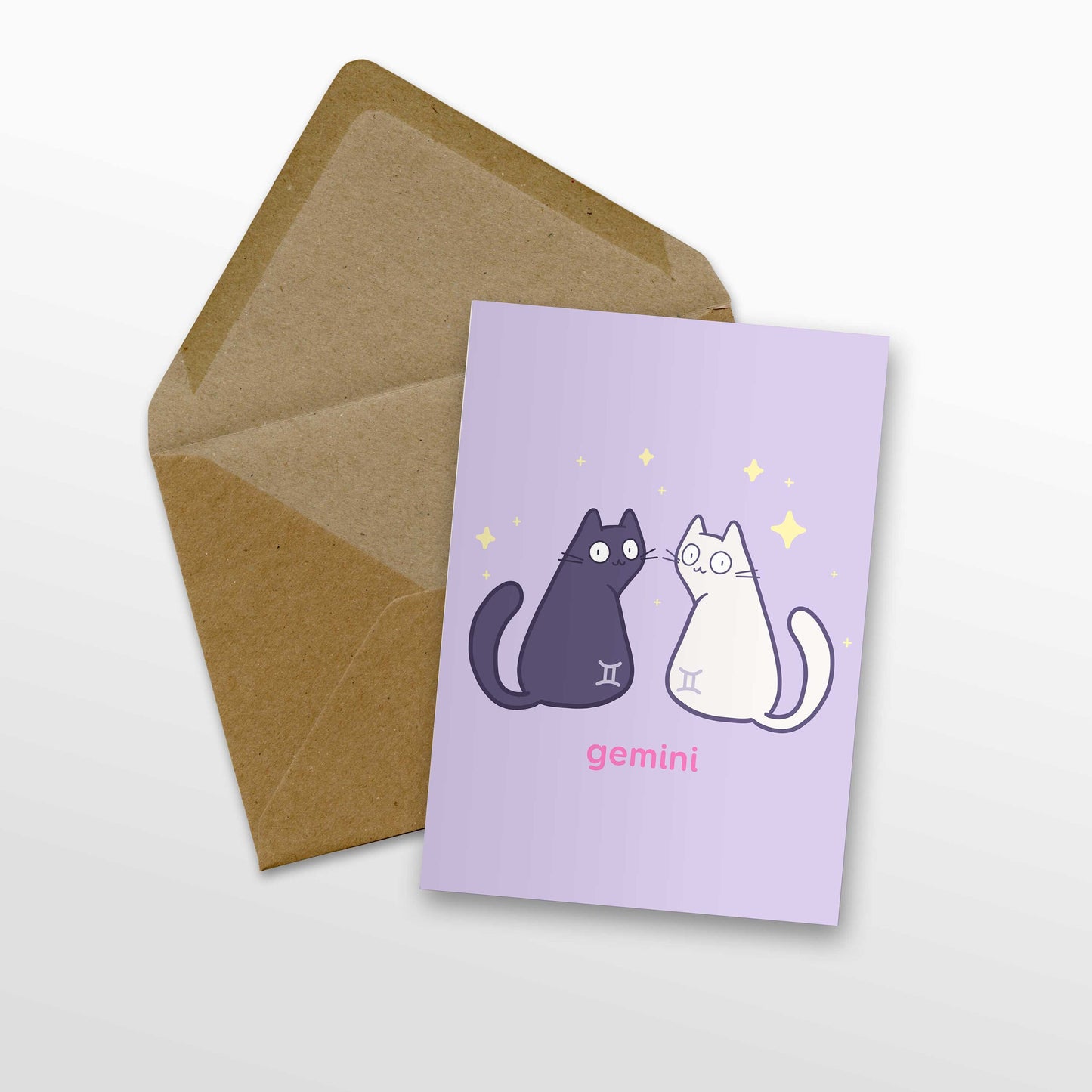 Gemini Zodiac Cat Greeting Card