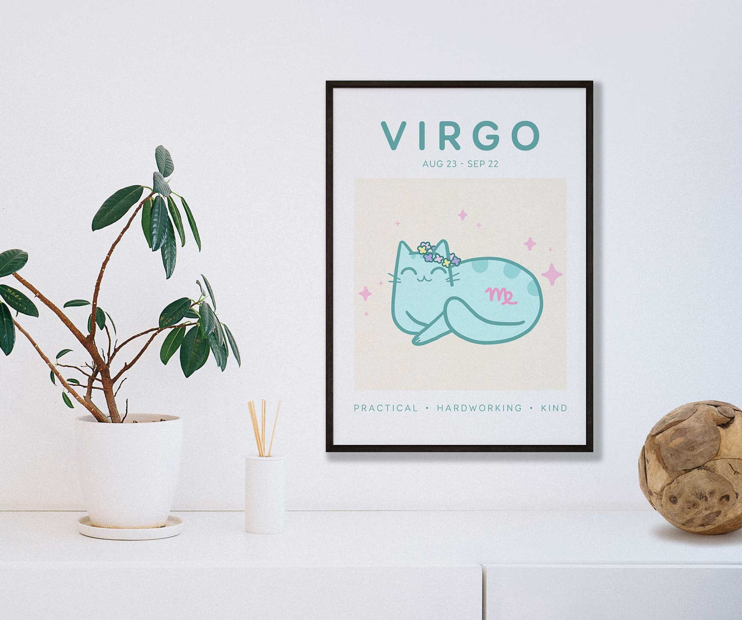 Virgo Zodiac Cat Print (A5)