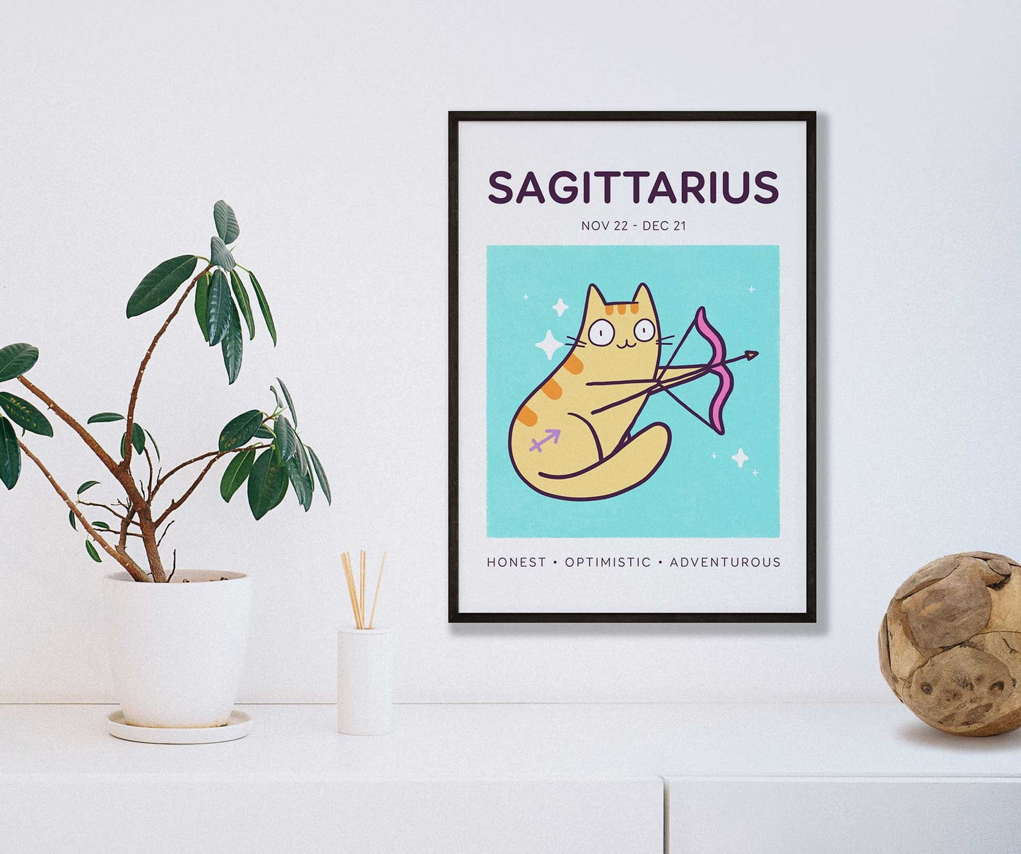 Sagittarius Zodiac Cat Print (A5)