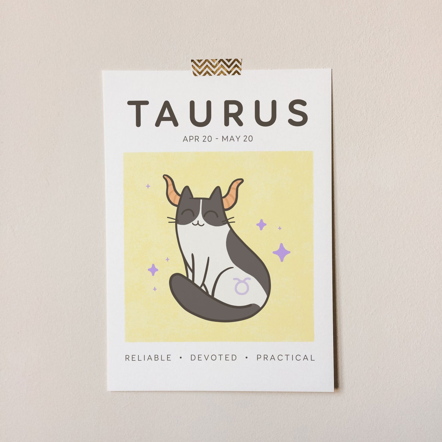 Taurus Zodiac Cat Print (A5)
