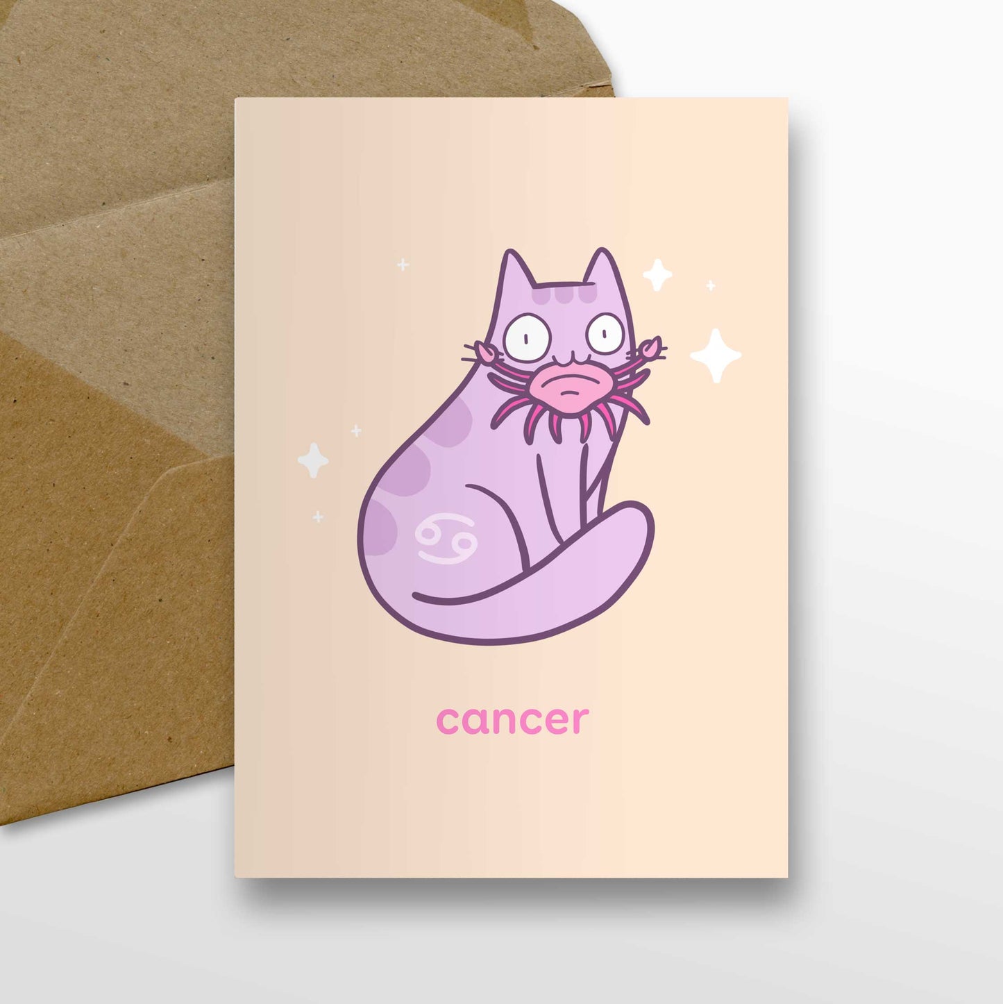 Cancer Zodiac Cat Greeting Card