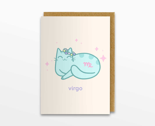 Virgo Zodiac Cat Greeting Card