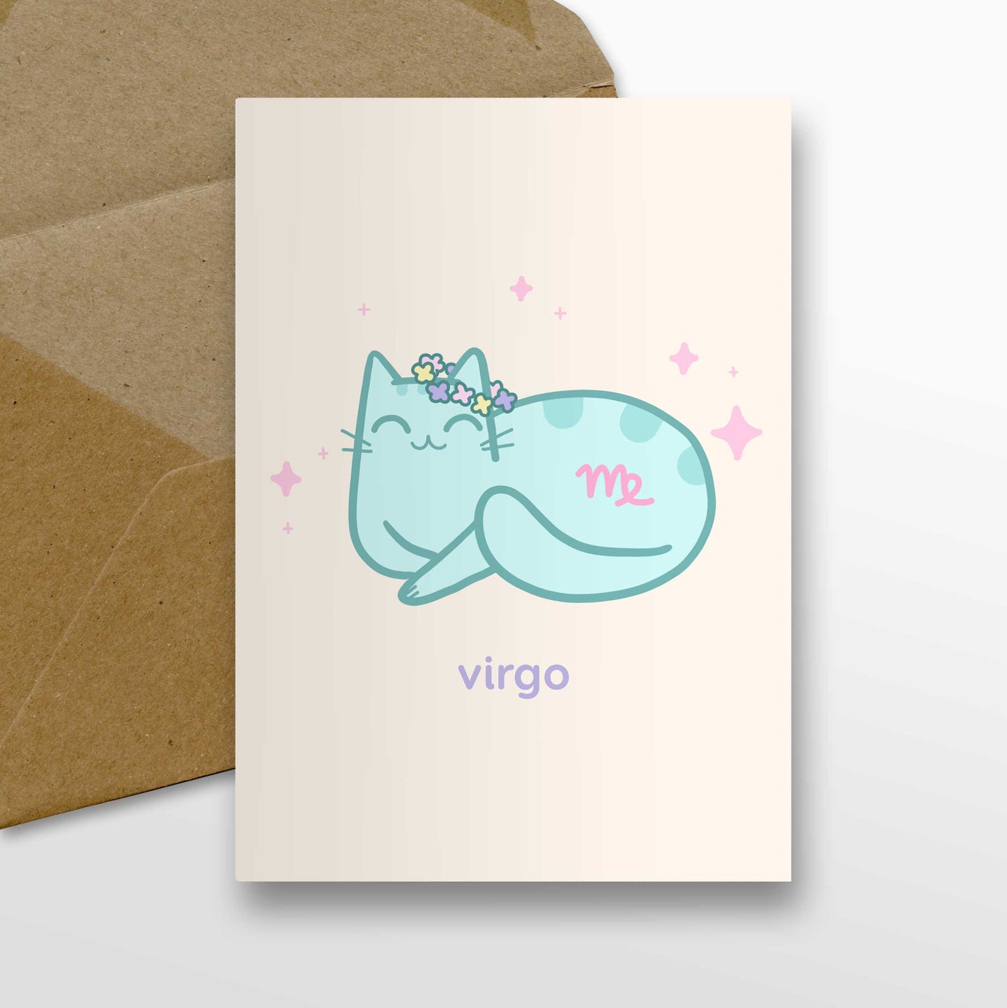 Virgo Zodiac Cat Greeting Card