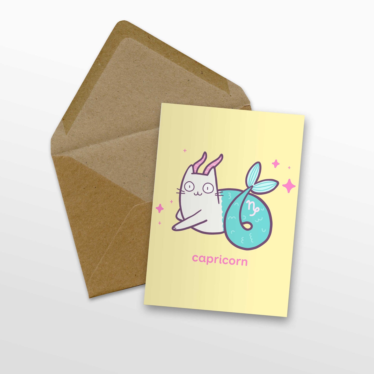 Capricorn Zodiac Cat Greeting Card