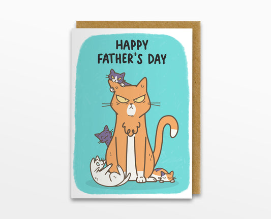 Grumpy Cat Dad & Kittens Father's Day Card