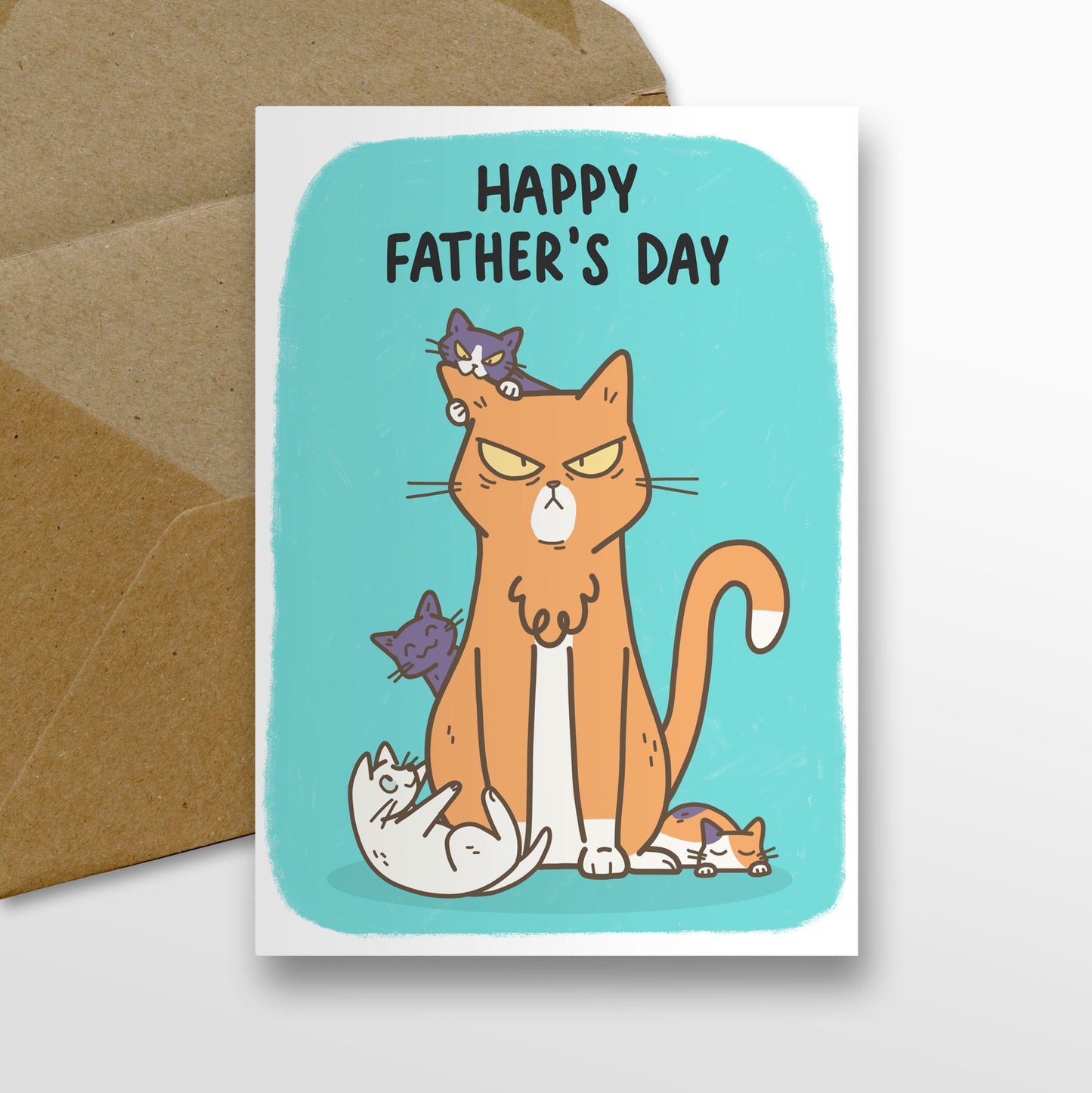 Grumpy Cat Dad & Kittens Father's Day Card
