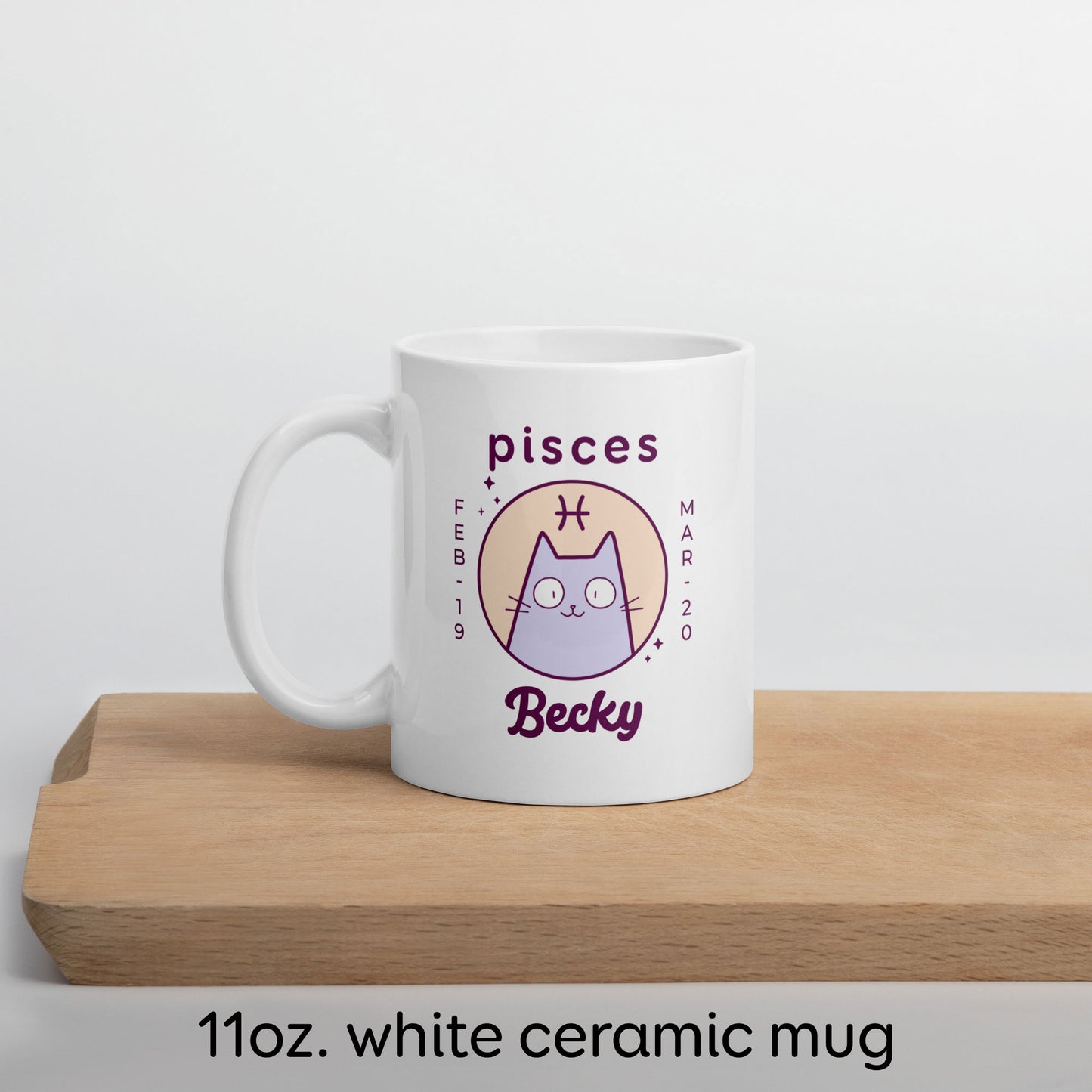 Personalised Pisces Cat Mug