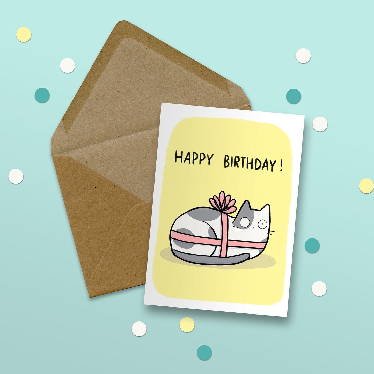 Happy Birthday Cat Present Card