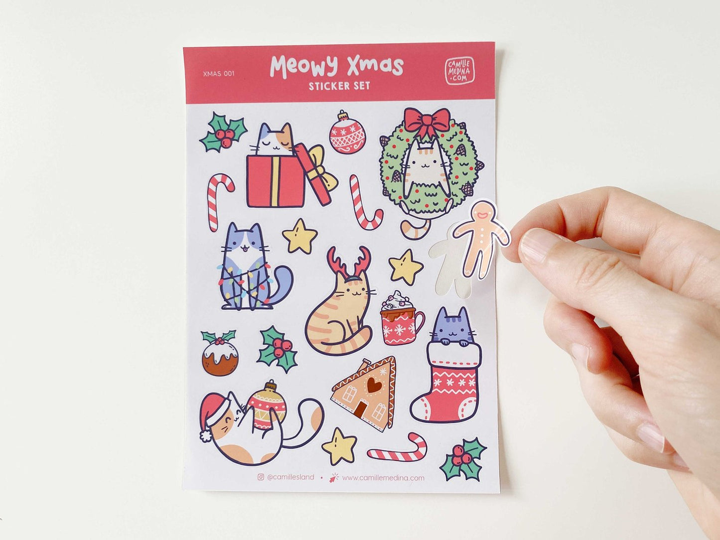 Cat Christmas Sticker Sheet