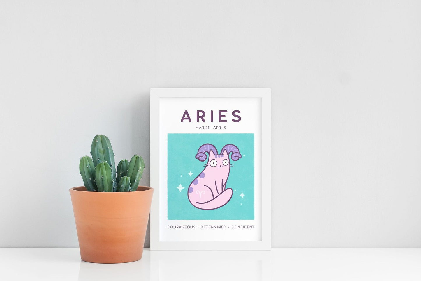Aries Zodiac Cat Print (A5)