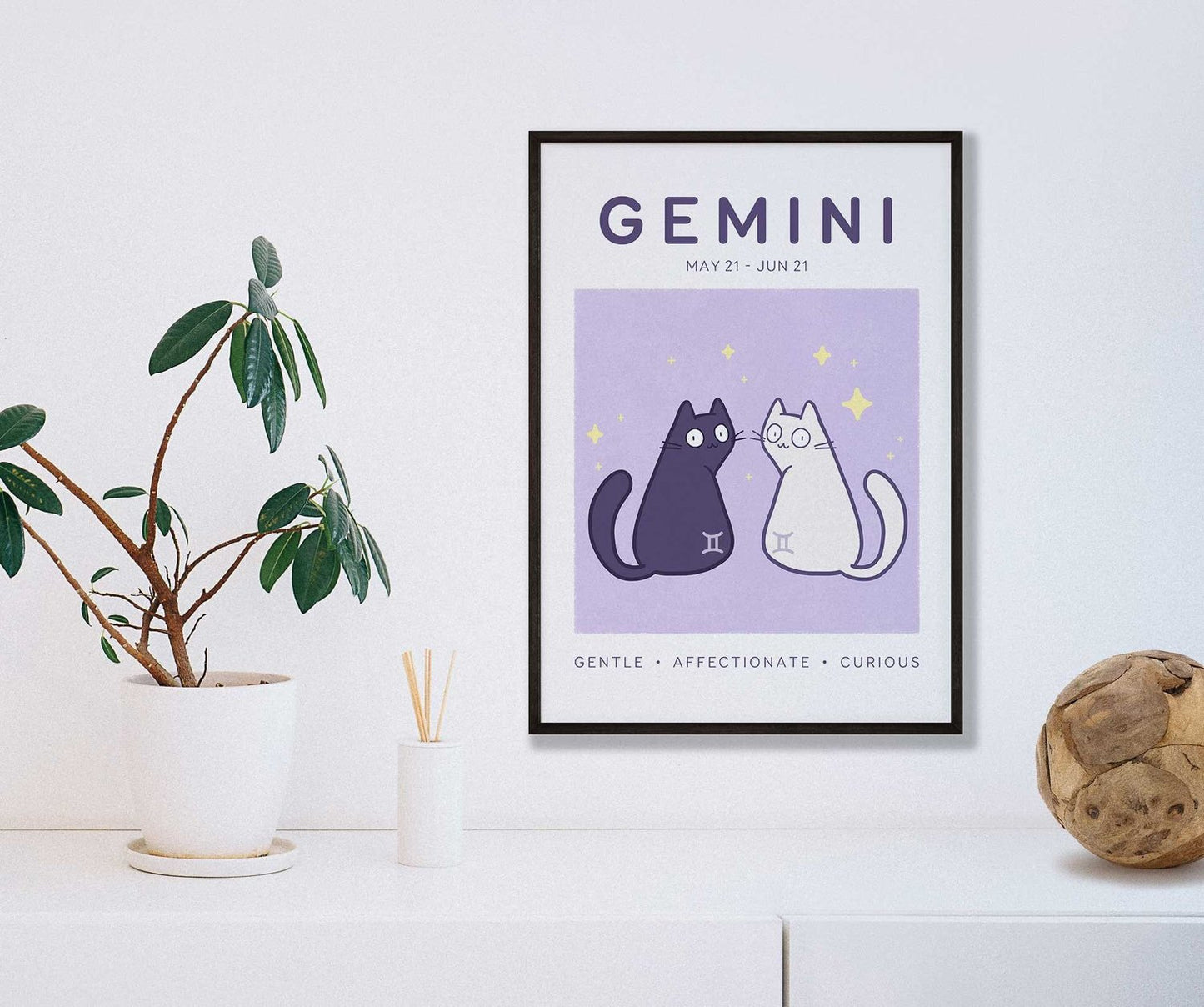 Gemini Zodiac Cat Print (A5)
