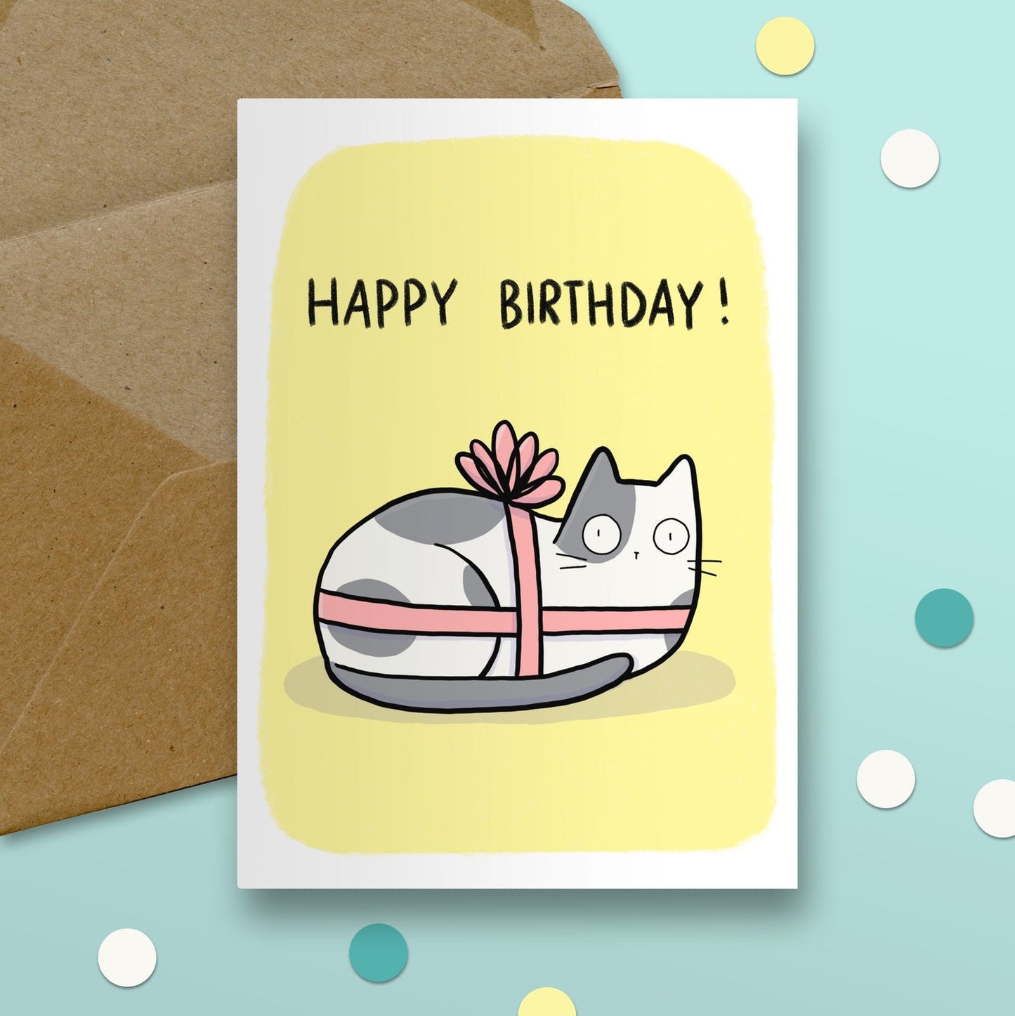 Happy Birthday Cat Present Card