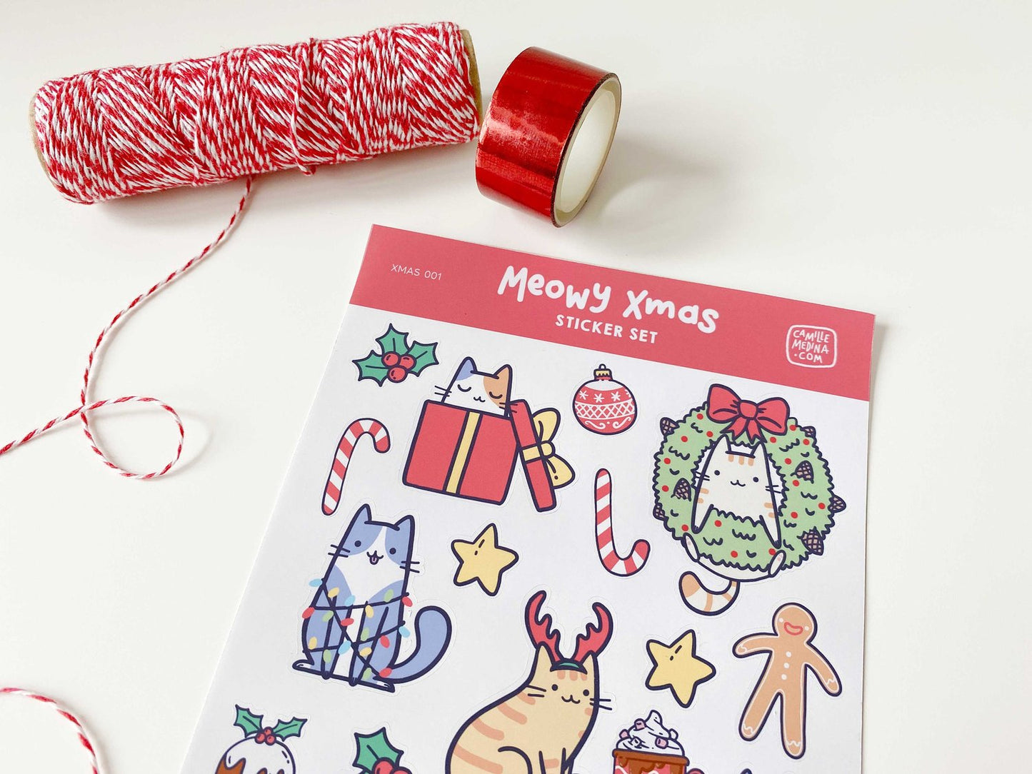 Cat Christmas Sticker Sheet