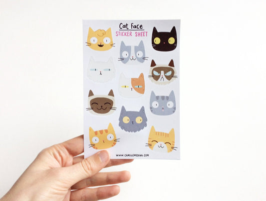 Cat Face Sticker Sheet
