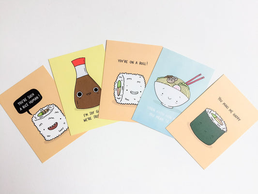 Pack of 5 Sushi Postcards