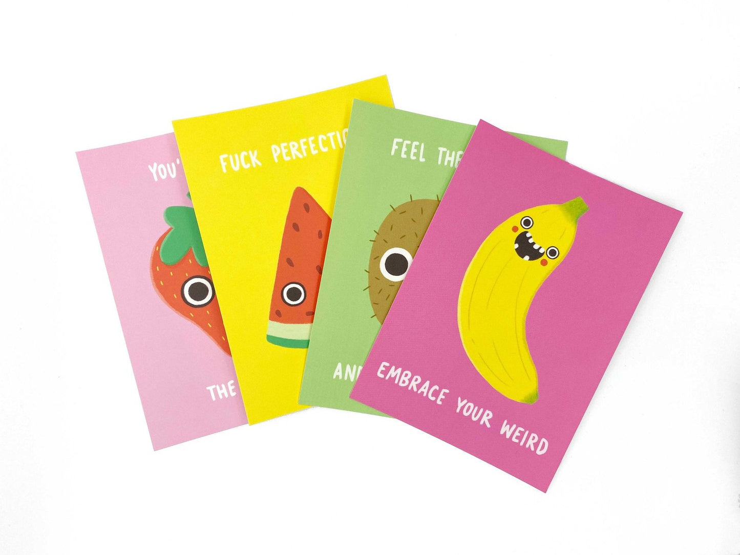 Pack of 4 Happy Fruit Postcards
