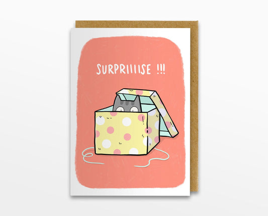 Surprise Cat In Box Card