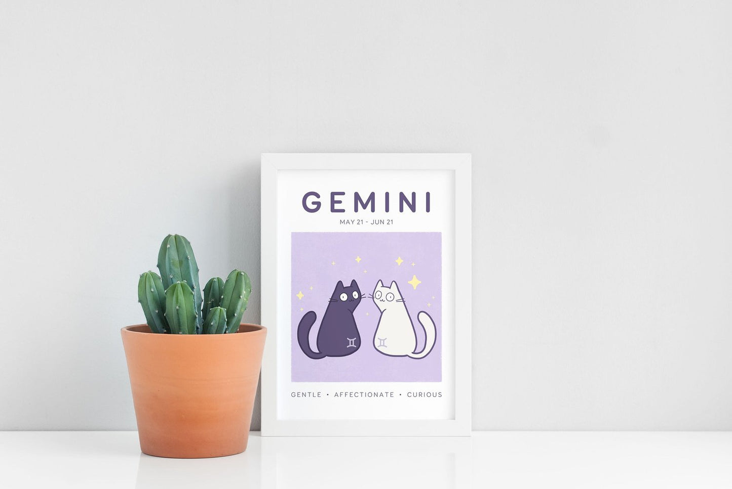 Gemini Zodiac Cat Print (A5)