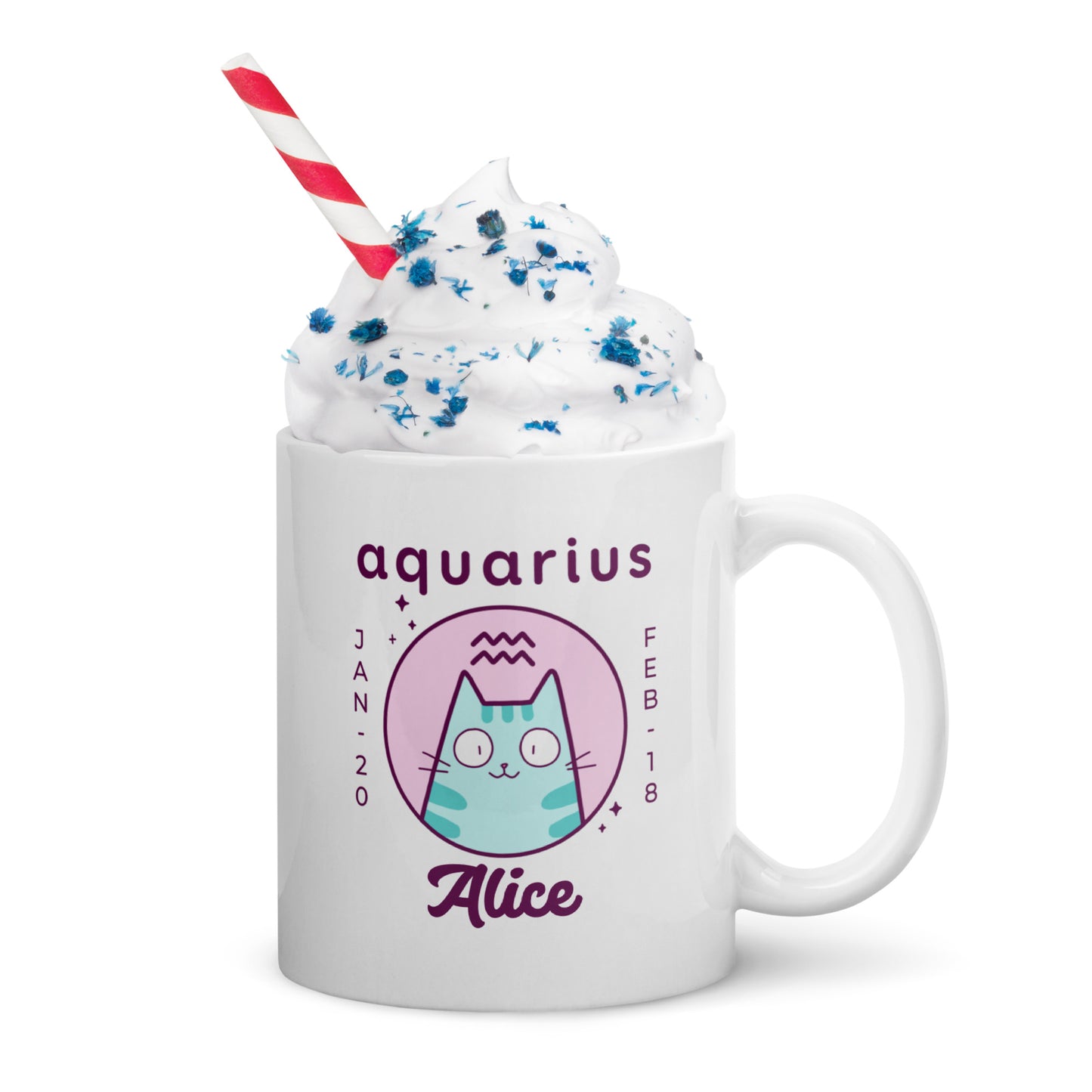 Personalised Aquarius Cat Mug