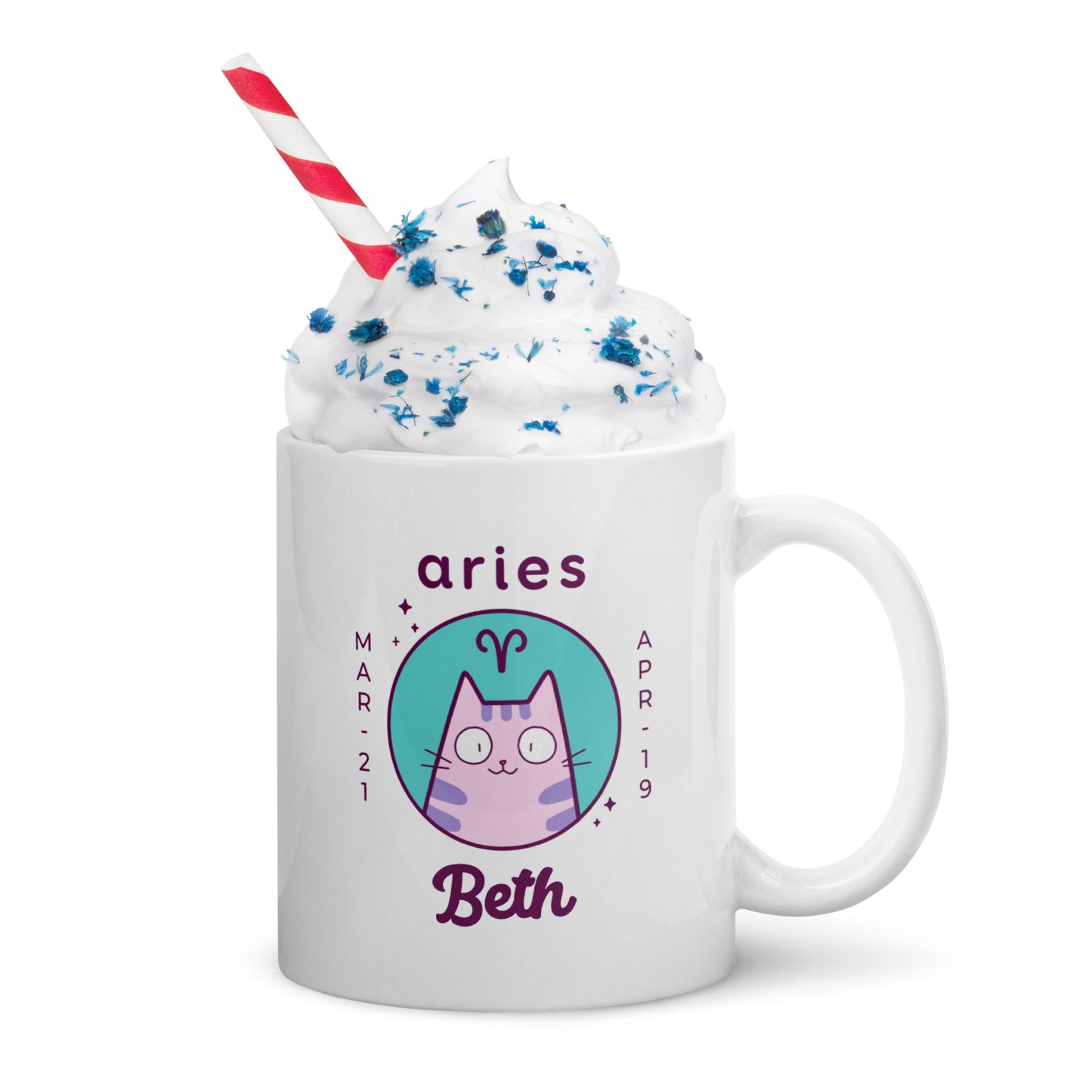Personalised Aries Cat Mug