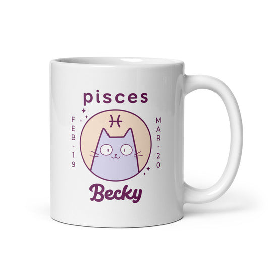 Personalised Pisces Cat Mug