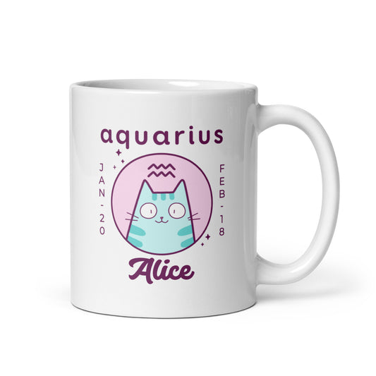Personalised Aquarius Cat Mug