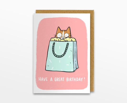 Have A Great Birthday Cat In Bag Card
