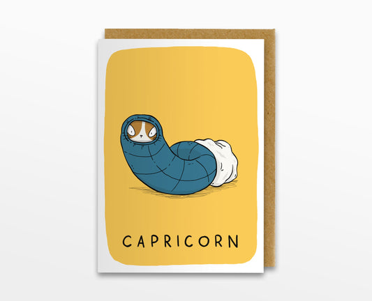 Capricorn Zodiac Cat Card