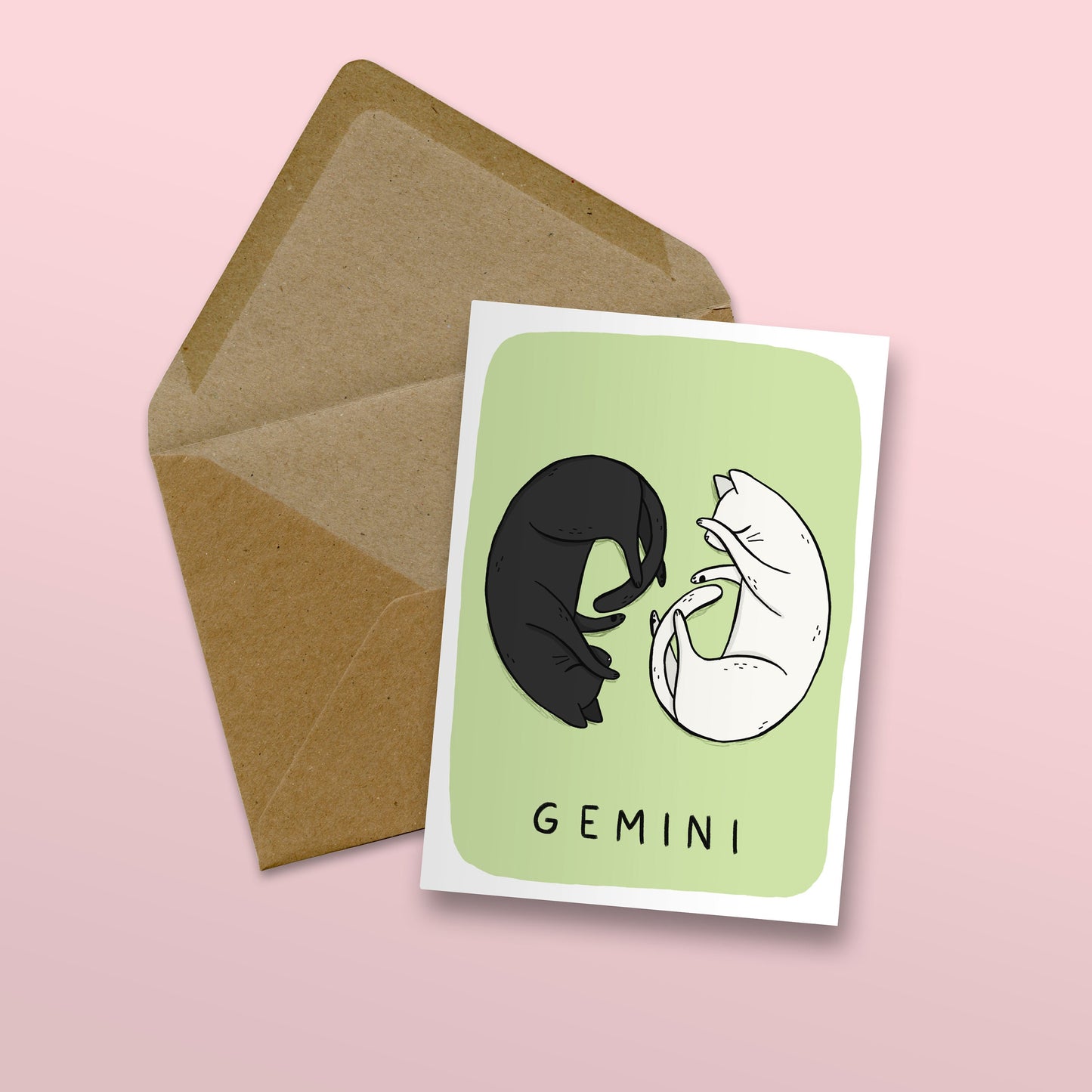 Gemini Zodiac Cat Card
