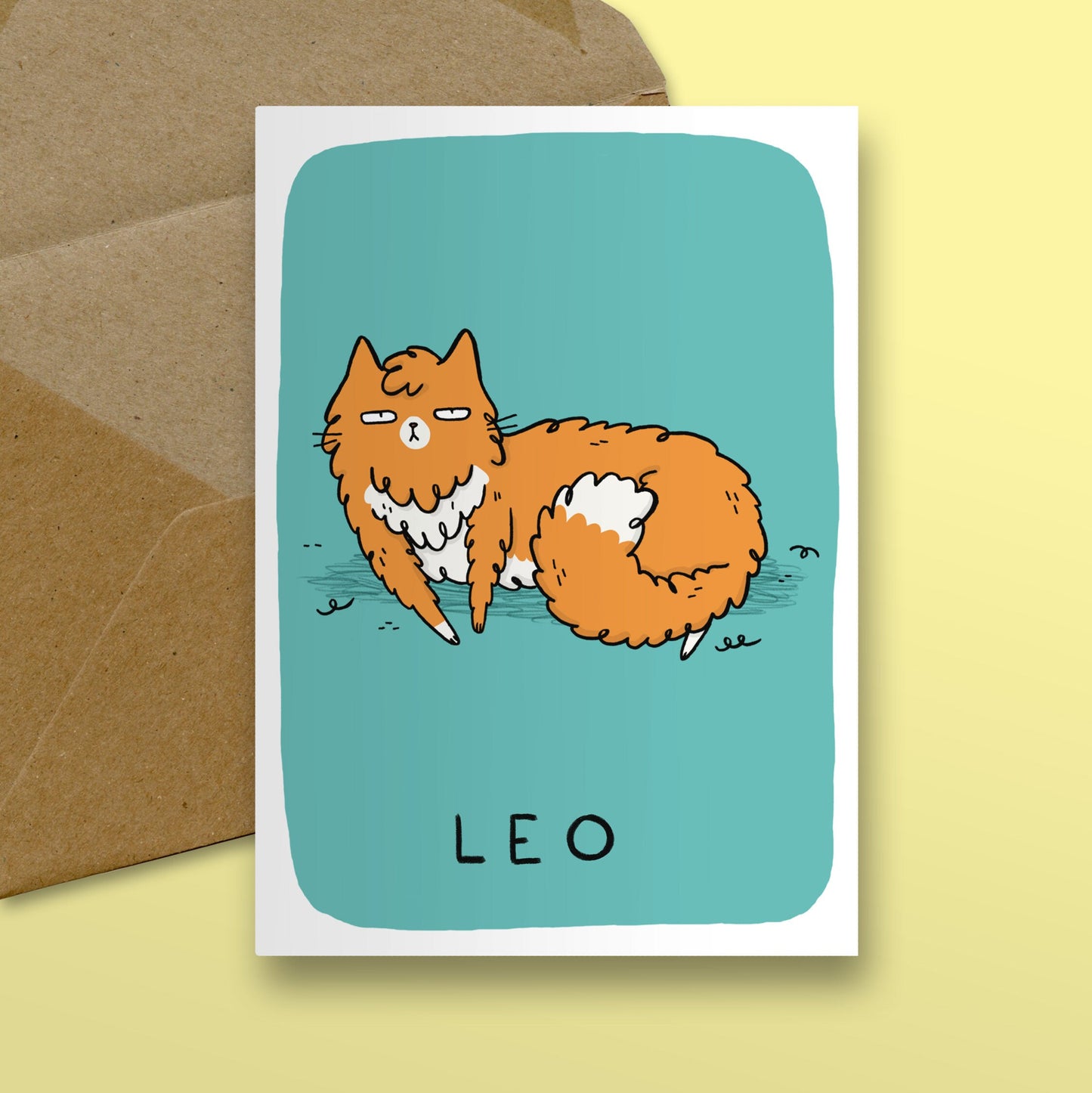 Leo Zodiac Cat Card