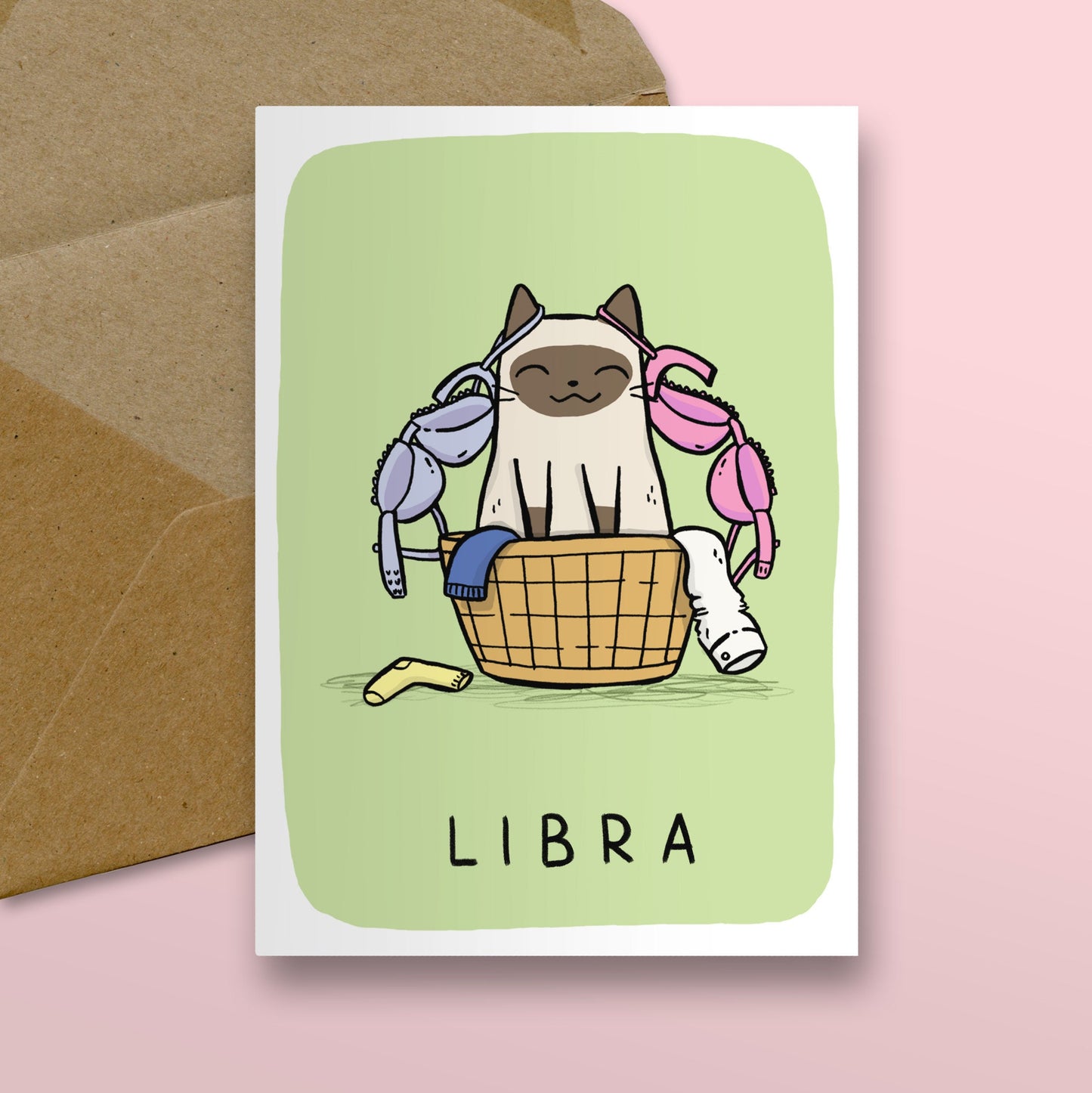 Libra Zodiac Cat Card