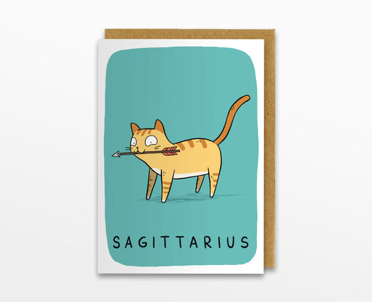 Sagittarius Zodiac Cat Card