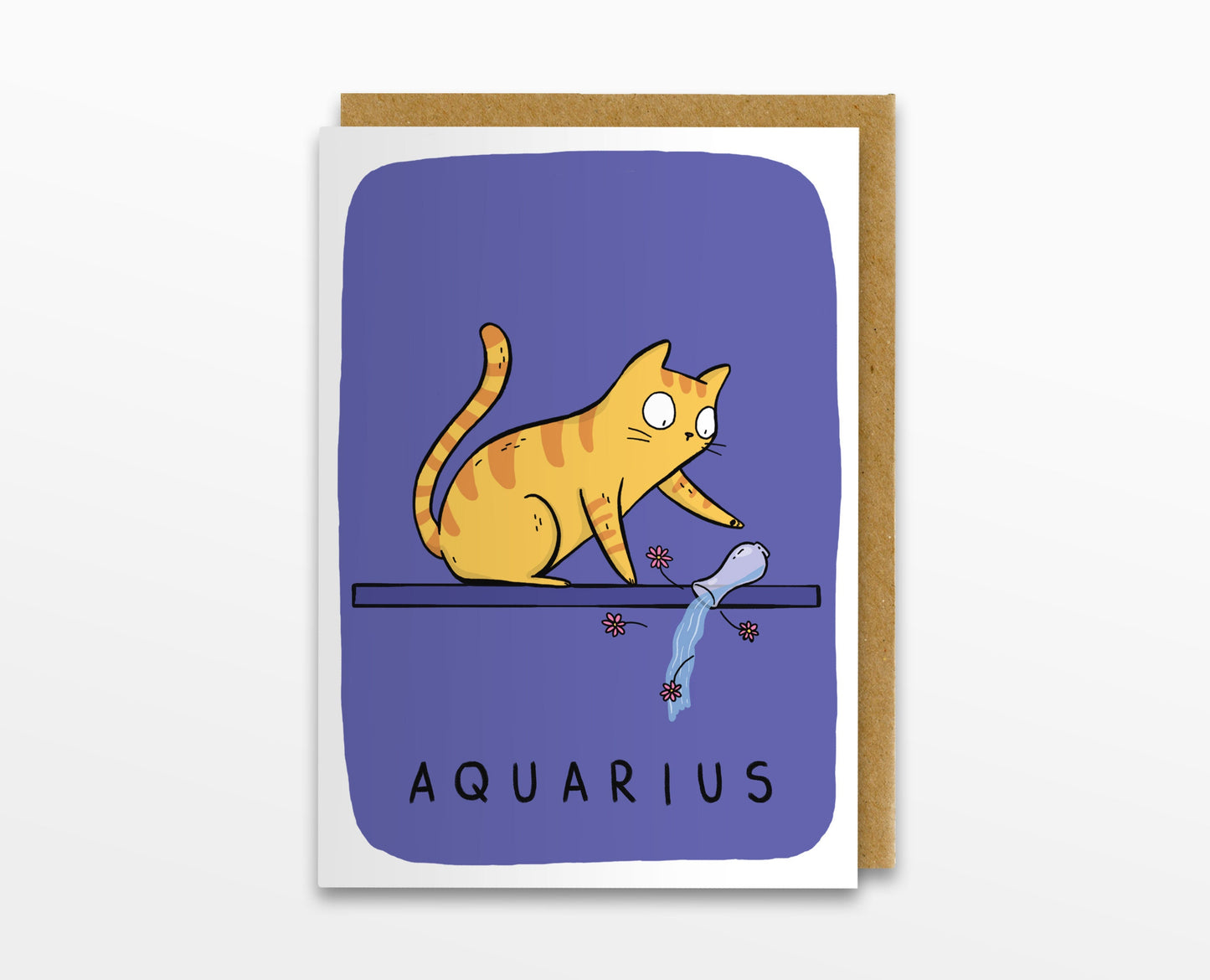 Aquarius Zodiac Cat Card