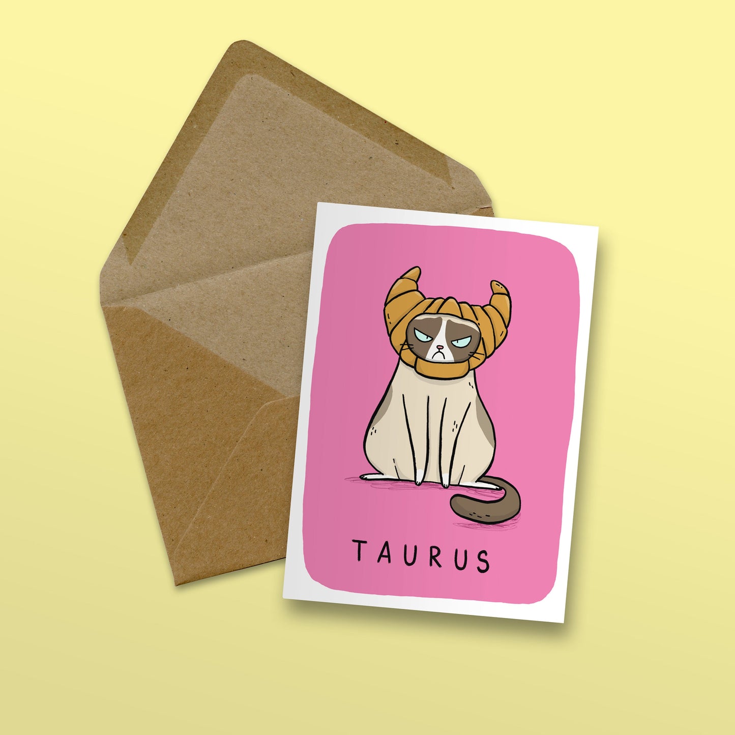 Taurus Zodiac Cat Card