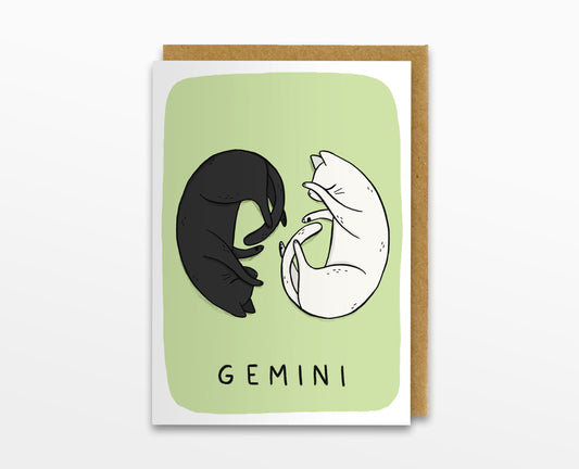 Gemini Zodiac Cat Card