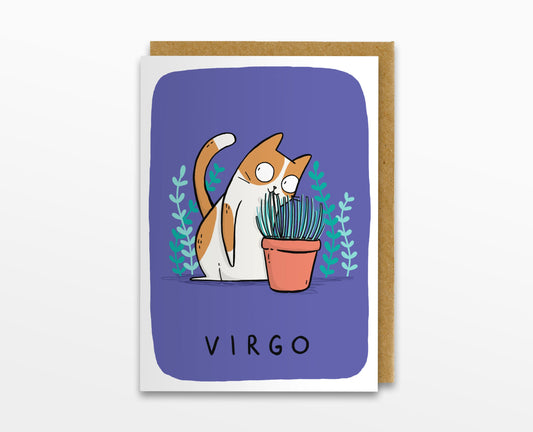 Virgo Zodiac Cat Card