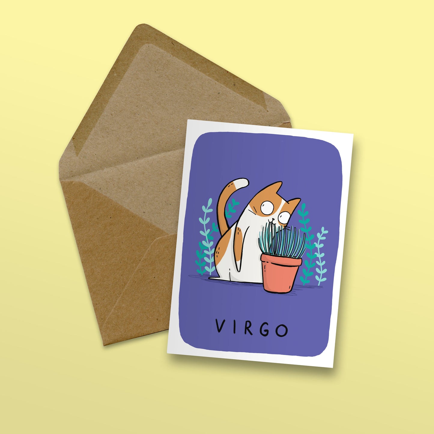 Virgo Zodiac Cat Card