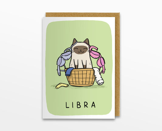 Libra Zodiac Cat Card