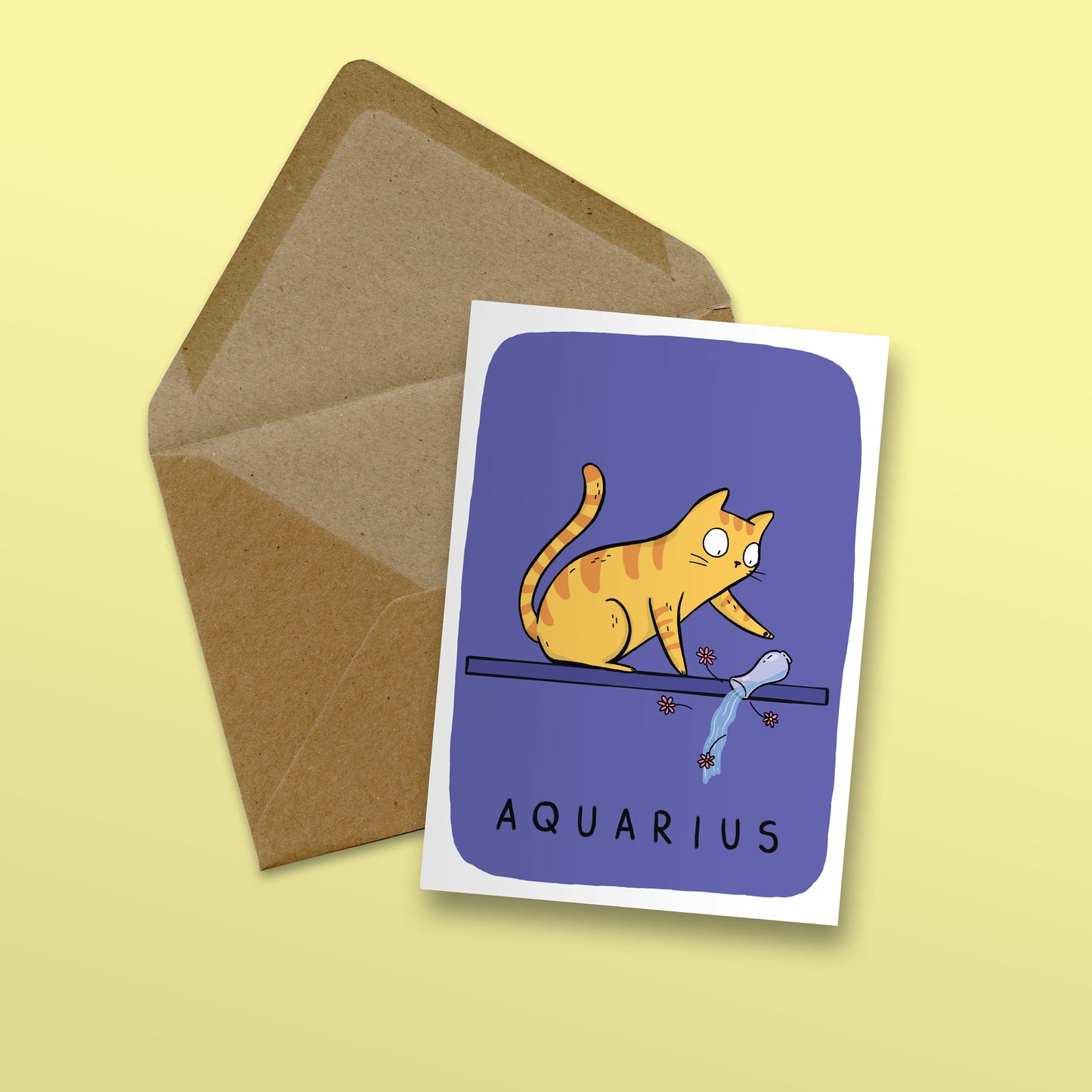 Aquarius Zodiac Cat Card