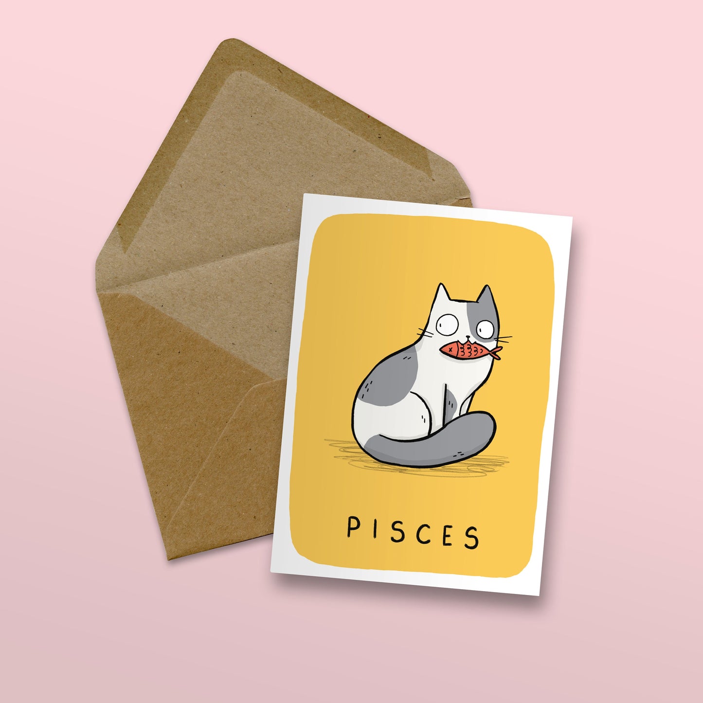 Pisces Zodiac Cat Card