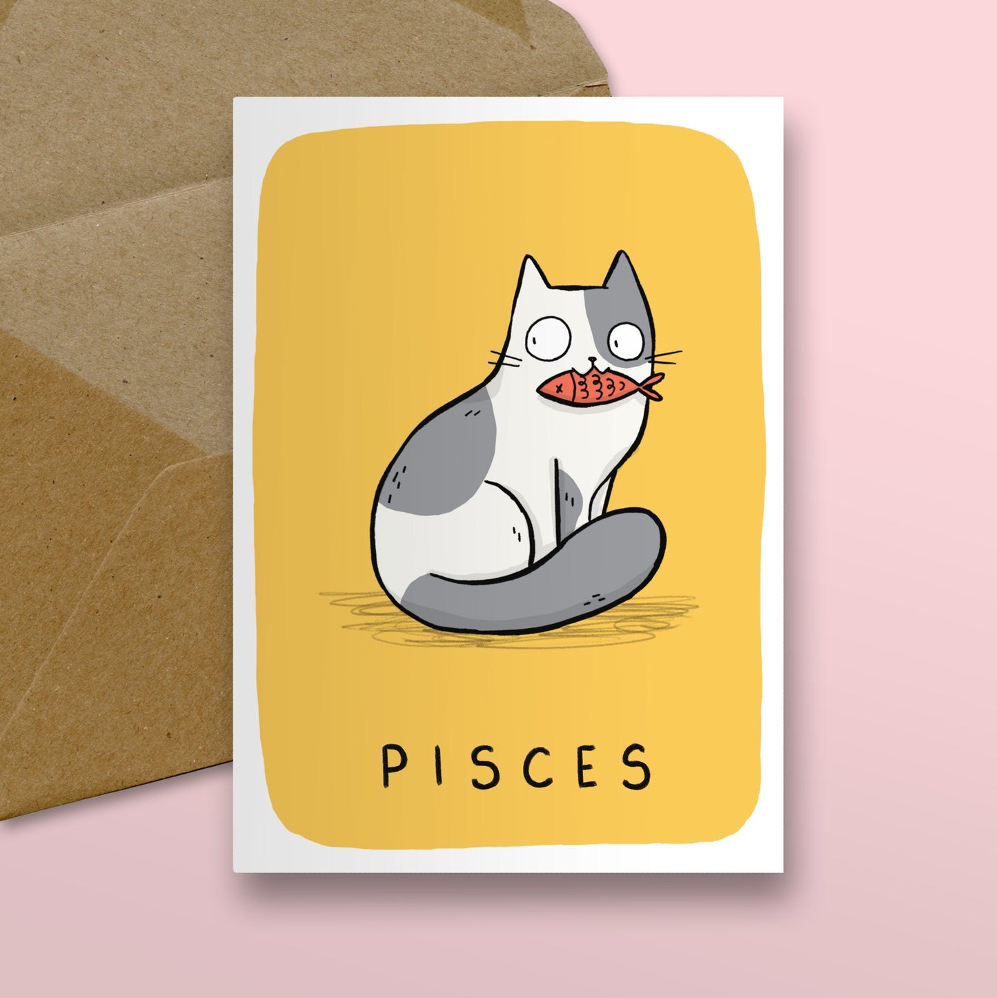 Pisces Zodiac Cat Card