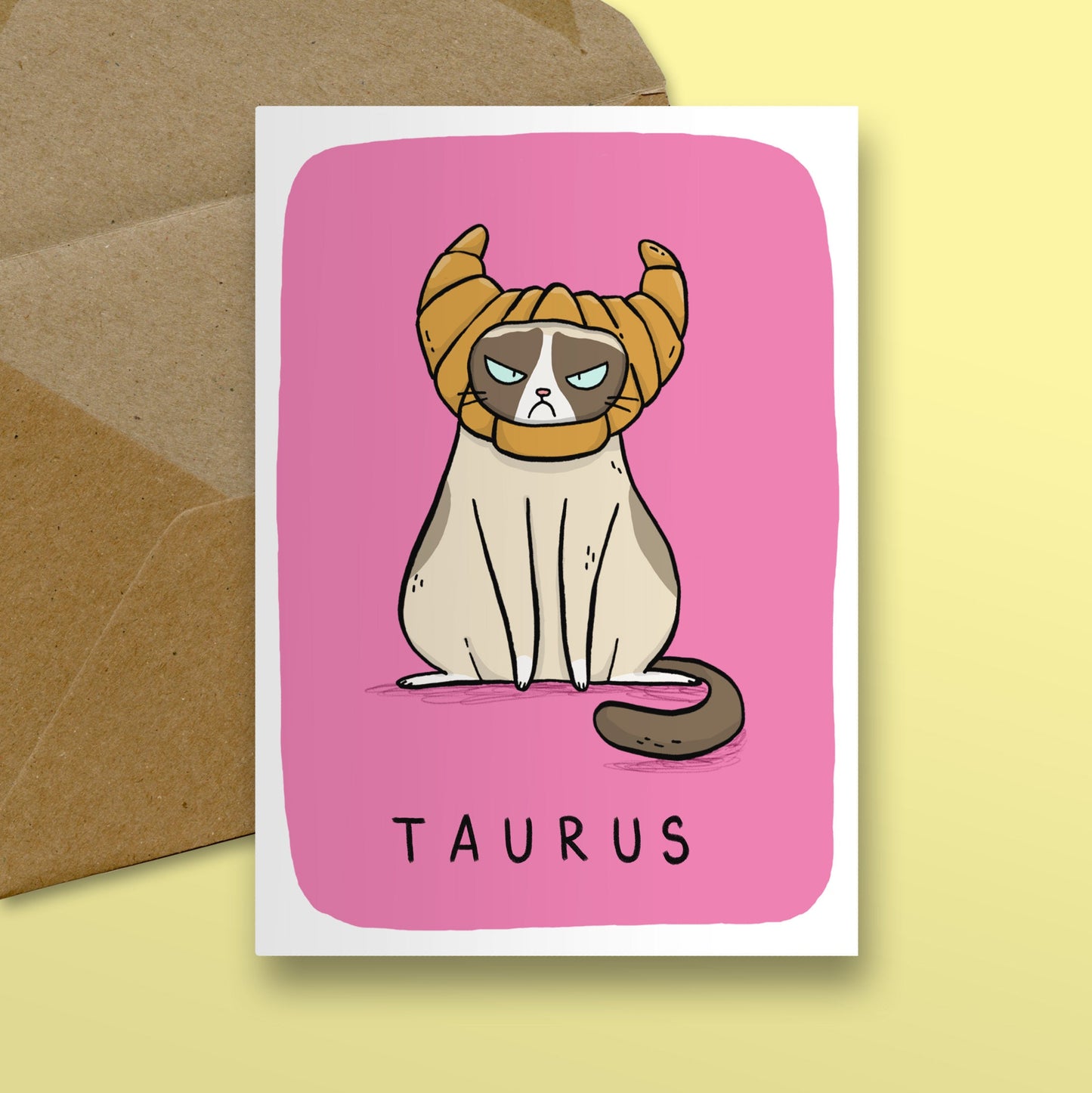 Taurus Zodiac Cat Card