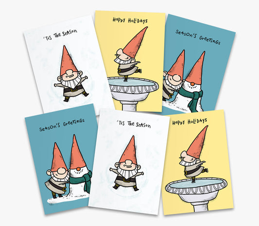 Pack of 6 Winter Holiday Gnomes Cards