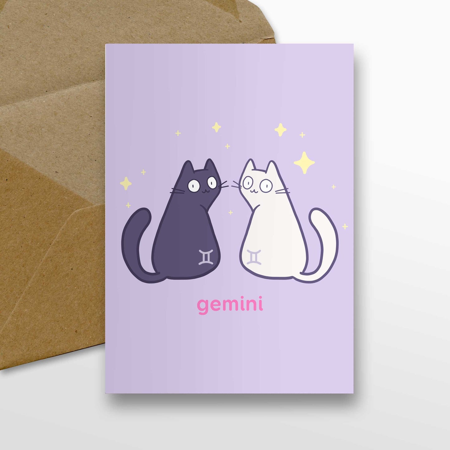 Gemini Zodiac Cat Greeting Card