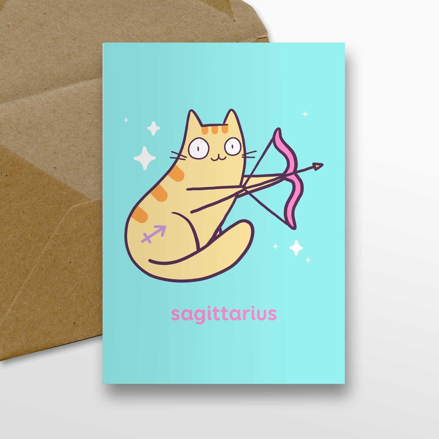 Sagittarius Zodiac Cat Greeting Card