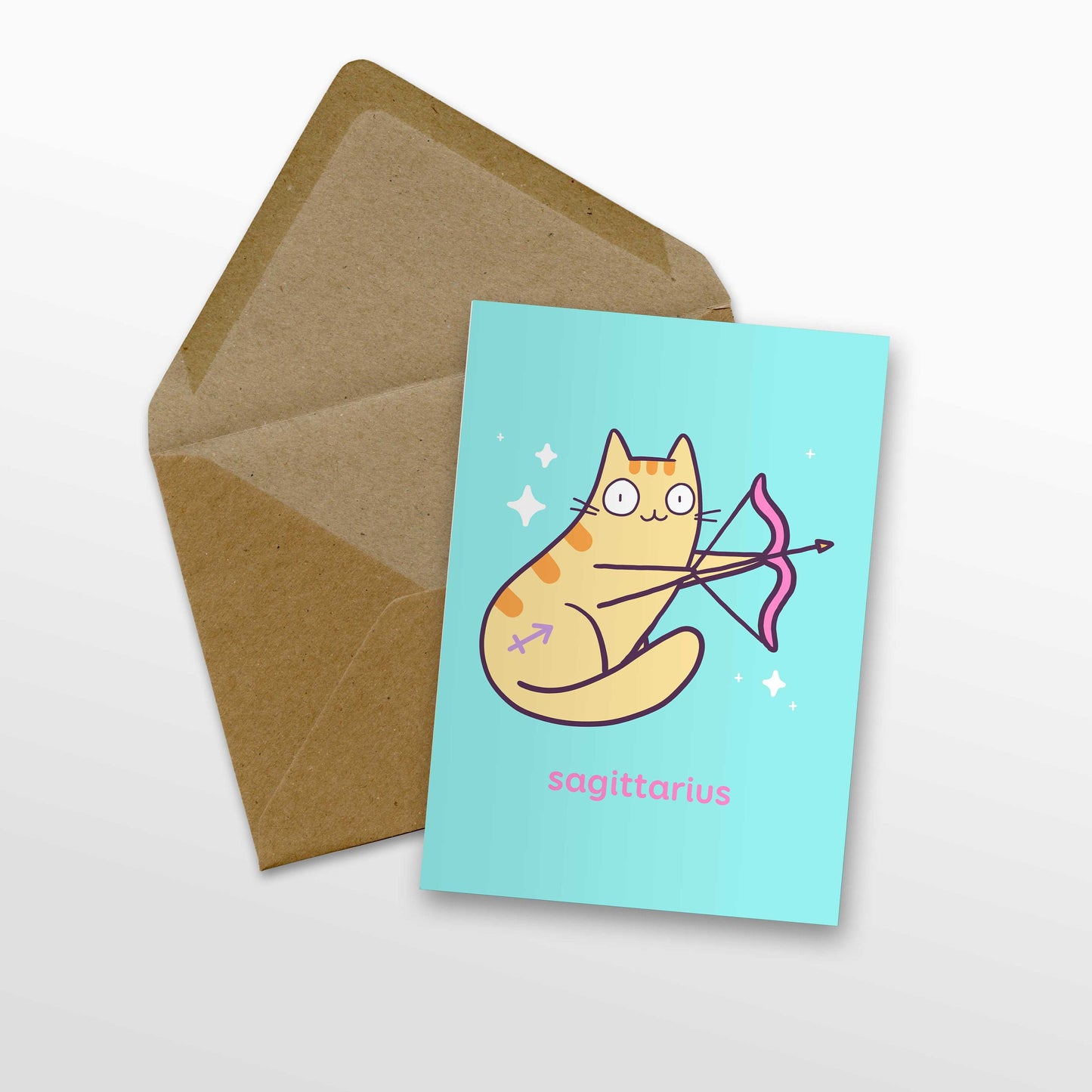 Sagittarius Zodiac Cat Greeting Card
