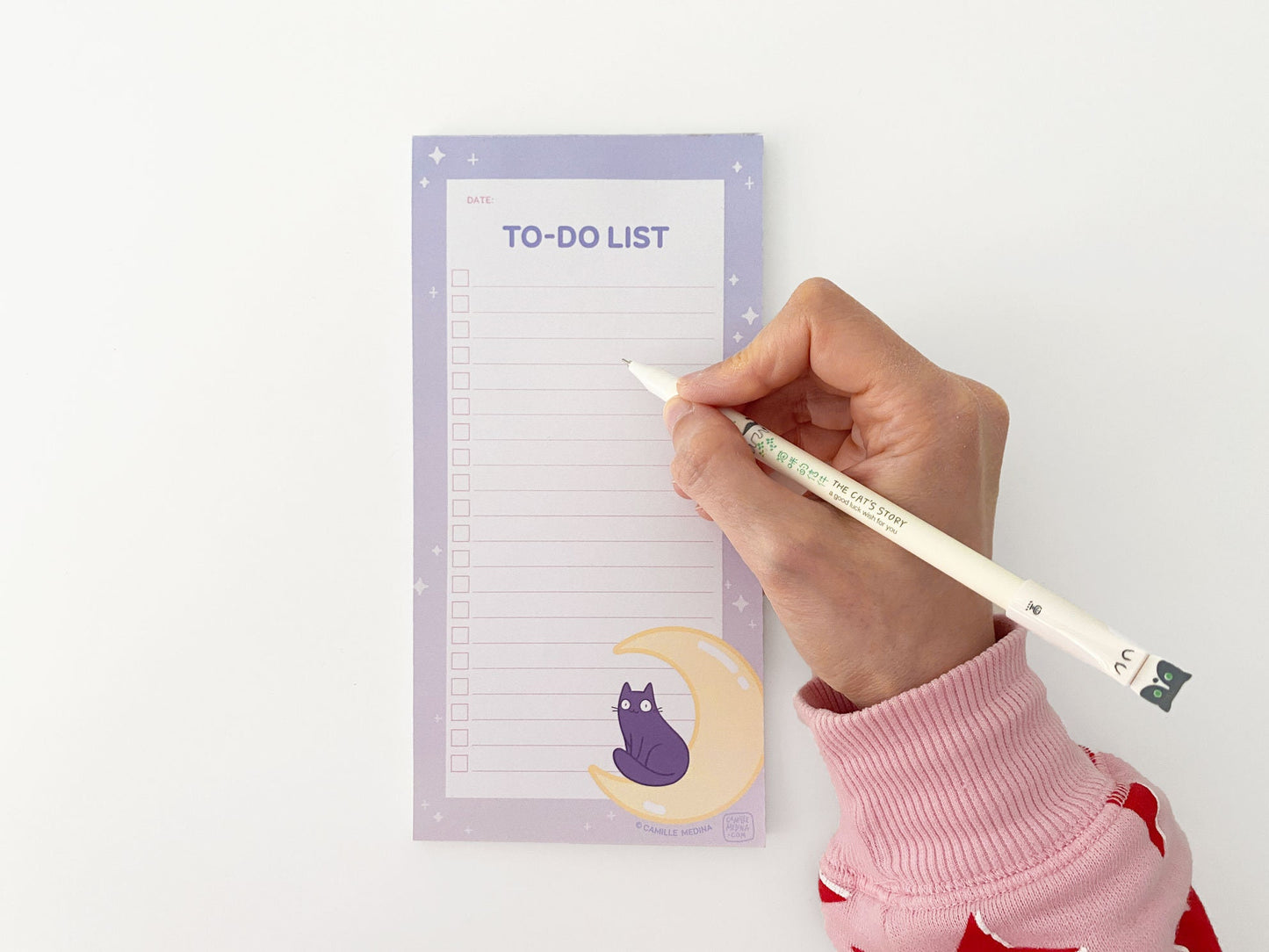 Cat To Do List Pad, Cosmic Cat Notepad, DL List Pad 50 Sheets, Checklist Pad