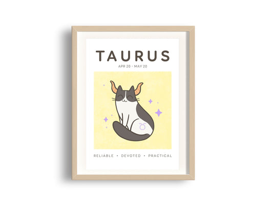 Taurus Zodiac Cat Print (A5)